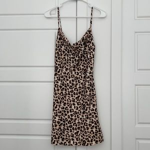 Leopard Print Cowl Neck Slip Dress